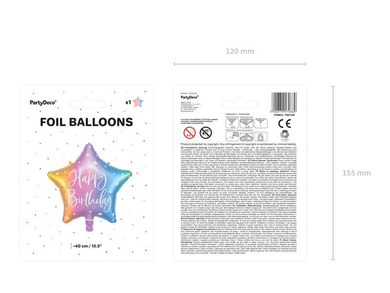Helium Ballon Ster Happy Birthday Leeg 40cm van Partydeco koop je bij Partywinkel