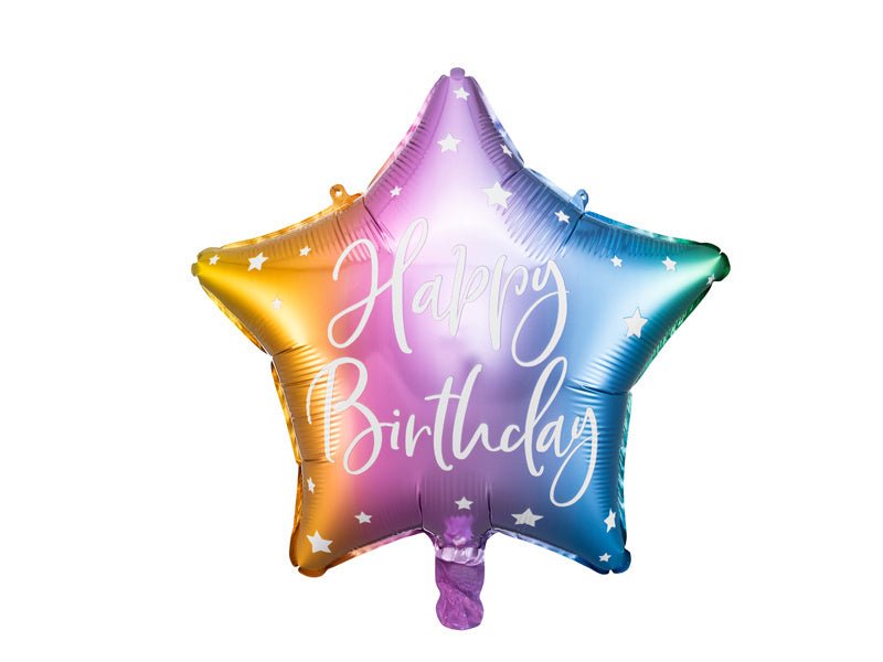 Helium Ballon Ster Happy Birthday Leeg 40cm van Partydeco koop je bij Partywinkel