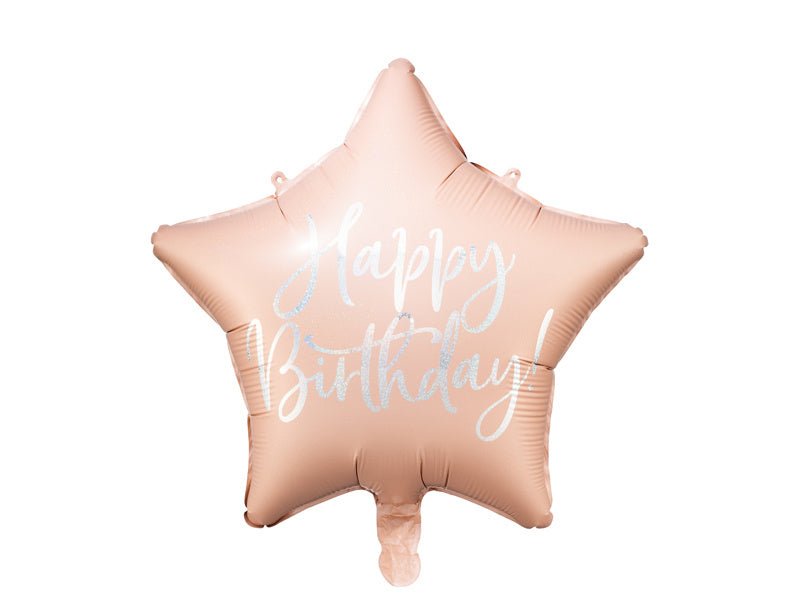 Helium Ballon Ster Happy Birthday Lichtroze Leeg 40cm van Partydeco koop je bij Partywinkel