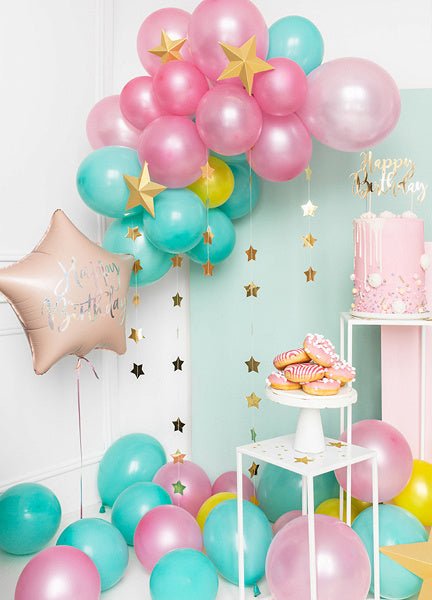 Helium Ballon Ster Happy Birthday Lichtroze Leeg 40cm van Partydeco koop je bij Partywinkel