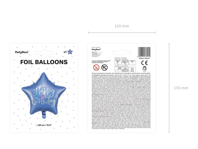 Helium Ballon Ster Happy Birthday Navy Blue Leeg 40cm van Partydeco koop je bij Partywinkel