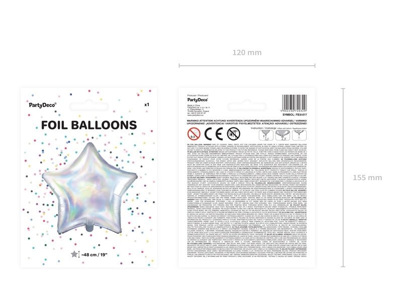 Helium Ballon Ster Parelmoer 48cm leeg van Partydeco koop je bij Partywinkel