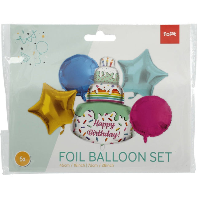 Helium Ballon Taart Set Leeg 5 delig van Folat koop je bij Partywinkel