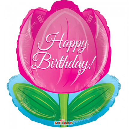 Helium Ballon Tulp Happy Birthday 45cm leeg van WeFiesta koop je bij Partywinkel