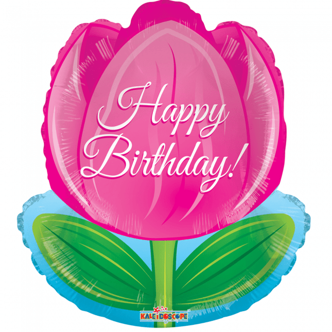 Helium Ballon Tulp Happy Birthday 45cm leeg van WeFiesta koop je bij Partywinkel