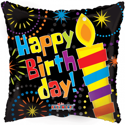 Helium Ballon Vierkant Happy Birthday Kaars 45cm leeg van WeFiesta koop je bij Partywinkel
