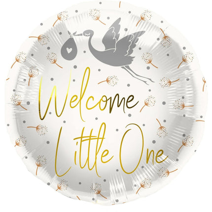 Helium Ballon Welcome Little One Ooievaar Leeg 45cm van Folat koop je bij Partywinkel
