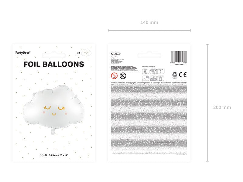 Helium Ballon Wolk Leeg 51cm van Partydeco koop je bij Partywinkel