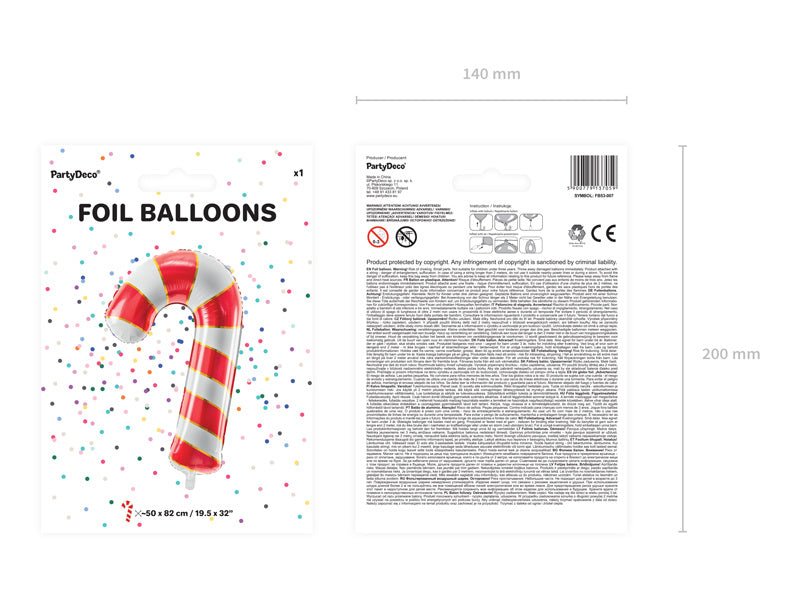 Helium Ballon Zuurstok Rood Leeg 82cm van Partydeco koop je bij Partywinkel