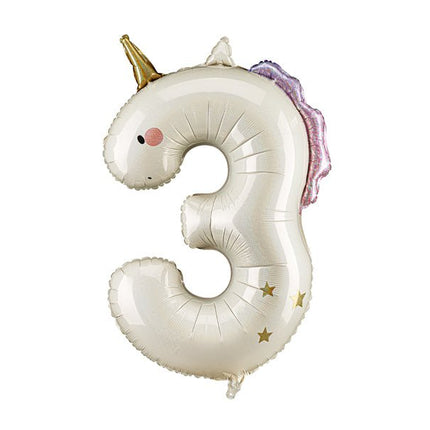 Heliumballon 3 jaar Unicorn, 93cm, mix van Partydeco koop je bij Partywinkel