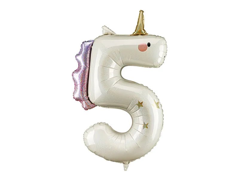 Heliumballon 5 Unicorn, 93cm, mix van Partydeco koop je bij Partywinkel