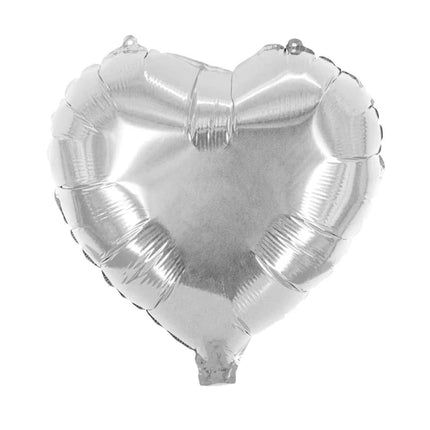 Heart-Shaped Helium Balloon, Shiny Silver, Empty, 45 cm