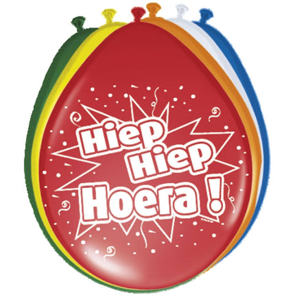 Hiep Hiep Hoera verjaardagsballonnen - 8 stuks van Folat koop je bij Partywinkel