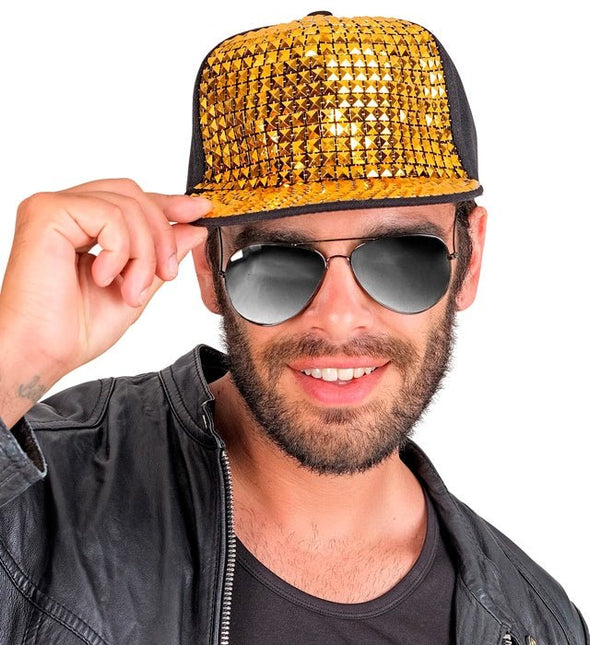 Hip Hop Cap Goud/Zwart van Widmann koop je bij Partywinkel