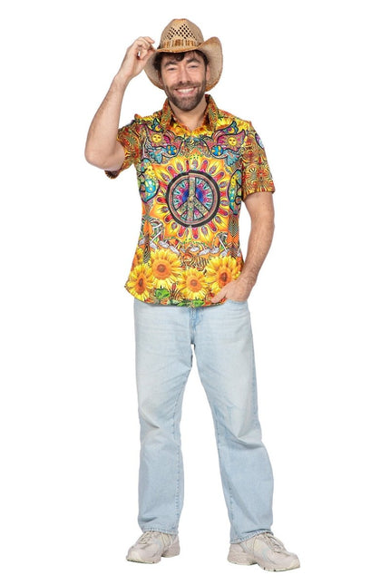 Hippie 60S Blouse Heren Zonnebloem van Wilbers & Wilbers koop je bij Partywinkel