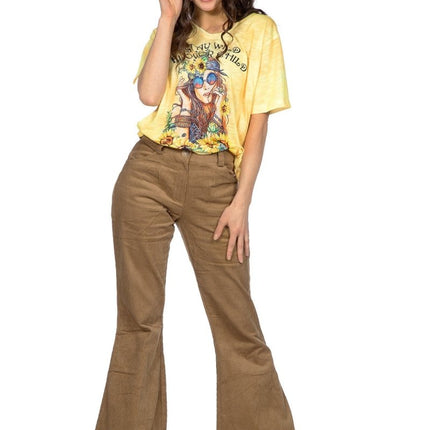 Hippie 60S Broek Bruin Dames van Wilbers & Wilbers koop je bij Partywinkel
