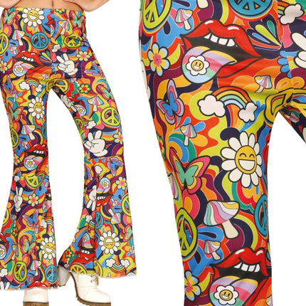 Hippie 60S Broek Gekleurd Dames van Fiestas Guirca koop je bij Partywinkel