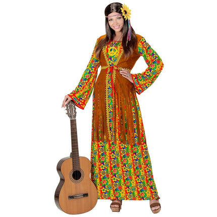 Hippie 60S Jurk Dames Met Vest van Widmann koop je bij Partywinkel