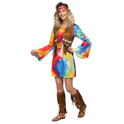 Hippie 60S Jurk Dames Peace van Boland koop je bij Partywinkel