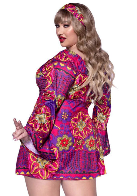 Hippie 60S Jurk Paars Roze Dames Leg Avenue van Leg Avenue koop je bij Partywinkel