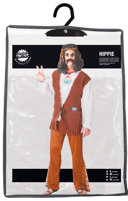 Hippie 60S Kostuum Bruin Wit Heren van Fiestas Guirca koop je bij Partywinkel