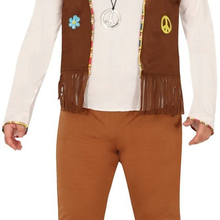 Hippie 60S Kostuum Bruin Wit Heren van Fiestas Guirca koop je bij Partywinkel