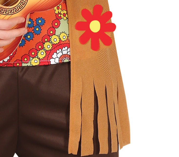 Hippie 60S Kostuum Gekleurd Heren Met Bruin Vest van Fiestas Guirca koop je bij Partywinkel