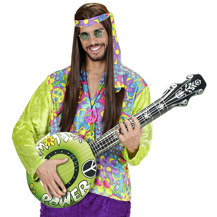 Hippie 60S Nep Banjo Groen Opblaasbaar 1m van Widmann koop je bij Partywinkel