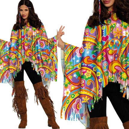 Hippie 60S Poncho Gekleurd van Fiestas Guirca koop je bij Partywinkel