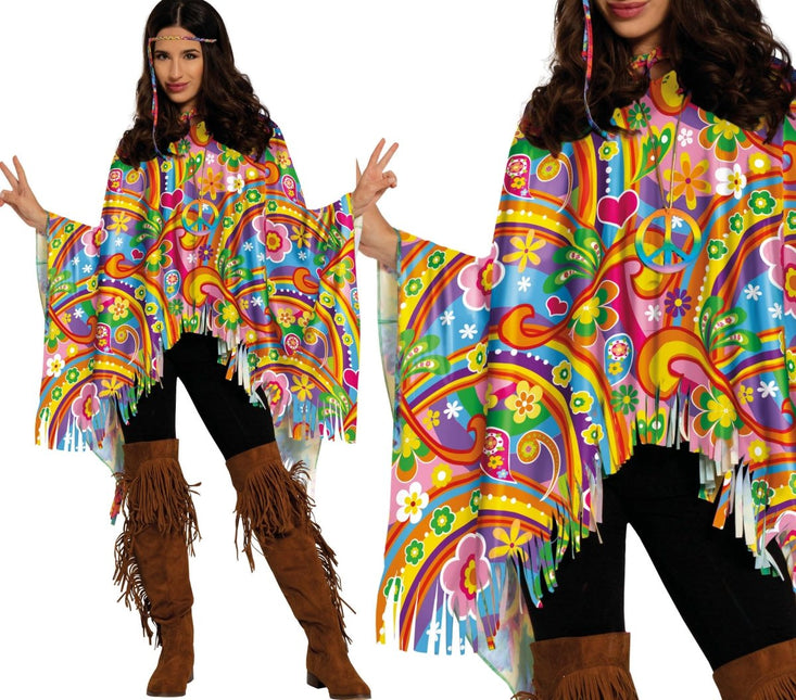 Hippie 60S Poncho Gekleurd van Fiestas Guirca koop je bij Partywinkel