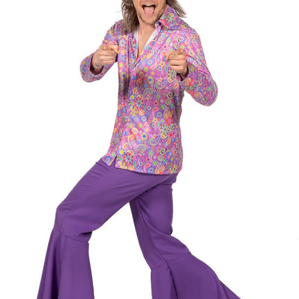 Hippie Blouse Bloemen Paars van Wilbers & Wilbers koop je bij Partywinkel