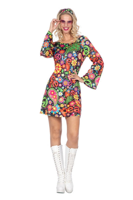 Hippie jurkje zwart peace van Wilbers & Wilbers koop je bij Partywinkel