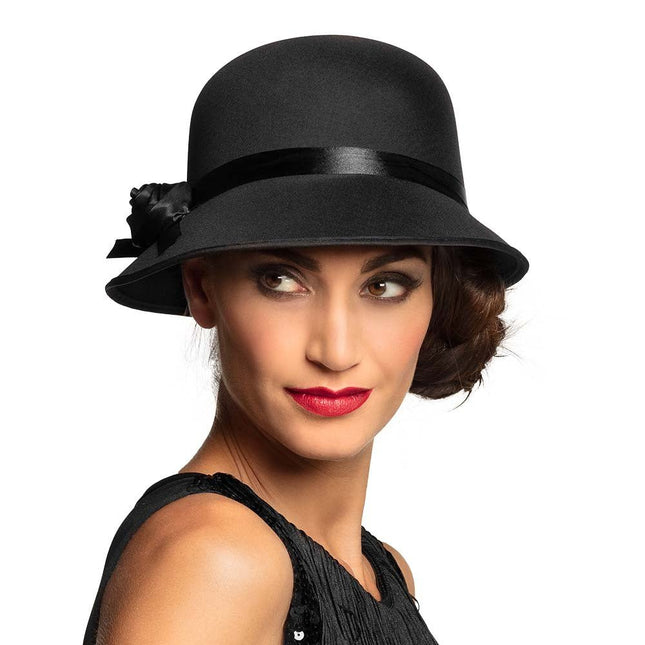 Hoed Charleston Lady Zwart 27cm van Boland koop je bij Partywinkel
