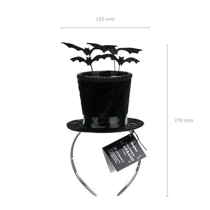 Hoed Haarband Zwart Met Vleermuizen van Partydeco koop je bij Partywinkel