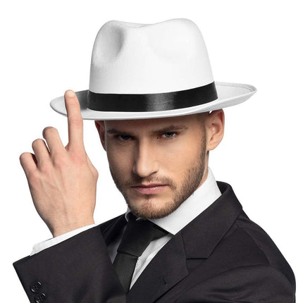 Hoed Maffia Wit 38cm van Boland koop je bij Partywinkel