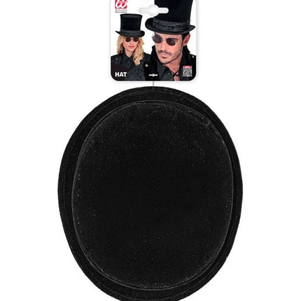 HOGE HOED FLUWEEL MET BAND ZWART 16 CM van Widmann koop je bij Partywinkel