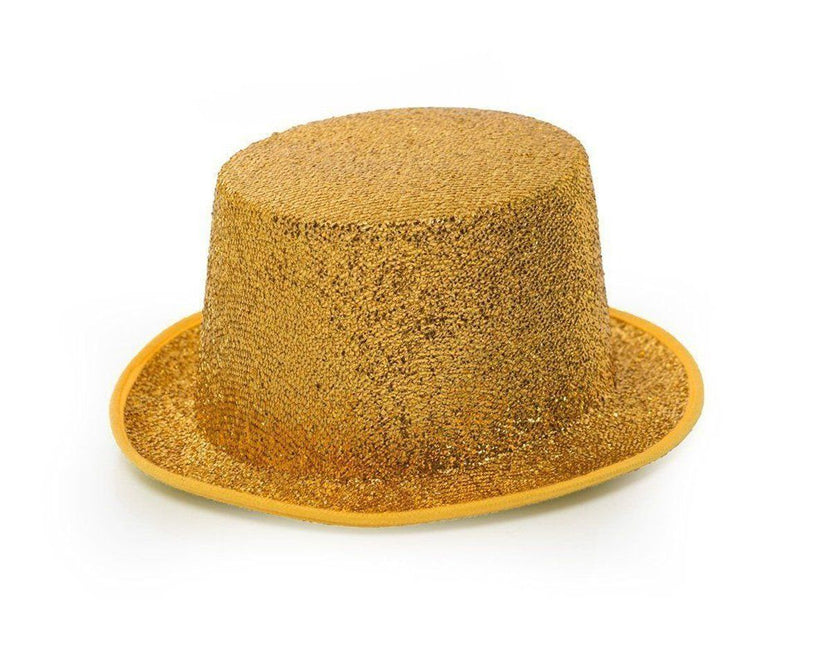 Hoge Hoed Glitter Goud van Partychimp koop je bij Partywinkel