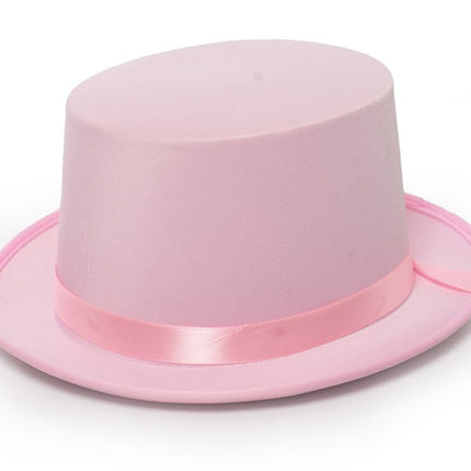 Hoge Hoed Satijn Pink van Partychimp koop je bij Partywinkel