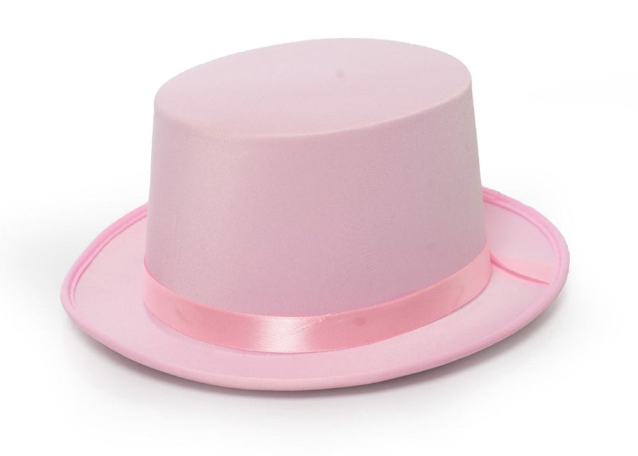 Hoge Hoed Satijn Pink van Partychimp koop je bij Partywinkel