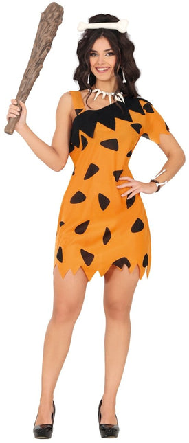 Holbewoner Jurk Zwart Oranje Dames van Fiestas Guirca koop je bij Partywinkel