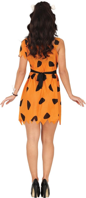 Holbewoner Jurk Zwart Oranje Dames van Fiestas Guirca koop je bij Partywinkel