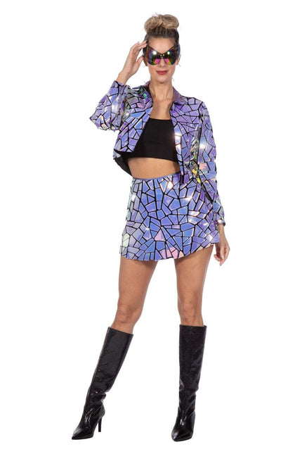 Holografisch Kostuum Dames Spiegels 2 delig van Wilbers & Wilbers koop je bij Partywinkel