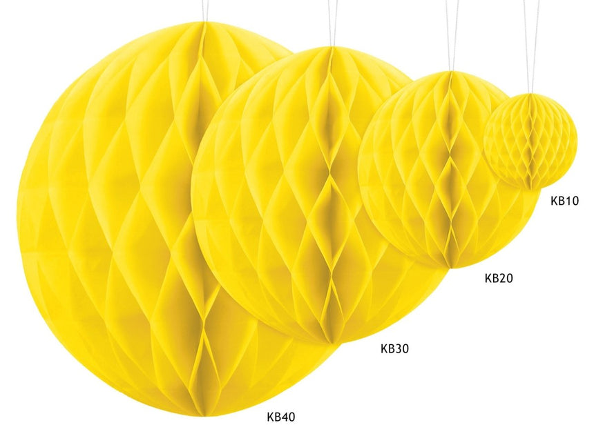 Honeycomb Bal Geel 20cm van Partydeco koop je bij Partywinkel