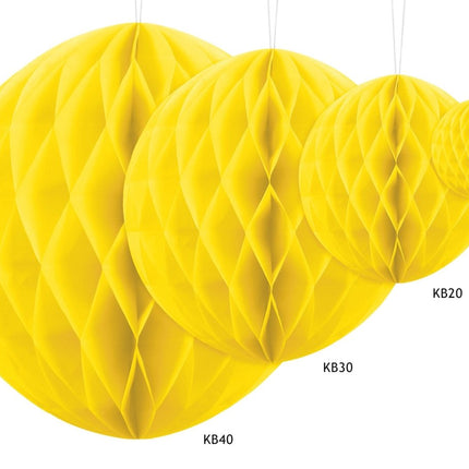 Honeycomb Bal Geel 40cm van Partydeco koop je bij Partywinkel