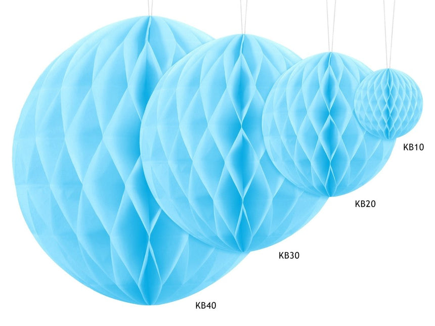 Honeycomb Bal Lichtblauw 20cm van Partydeco koop je bij Partywinkel