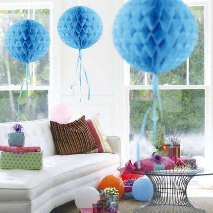 Honeycomb Bal Lichtblauw Franje 30cm van Folat koop je bij Partywinkel