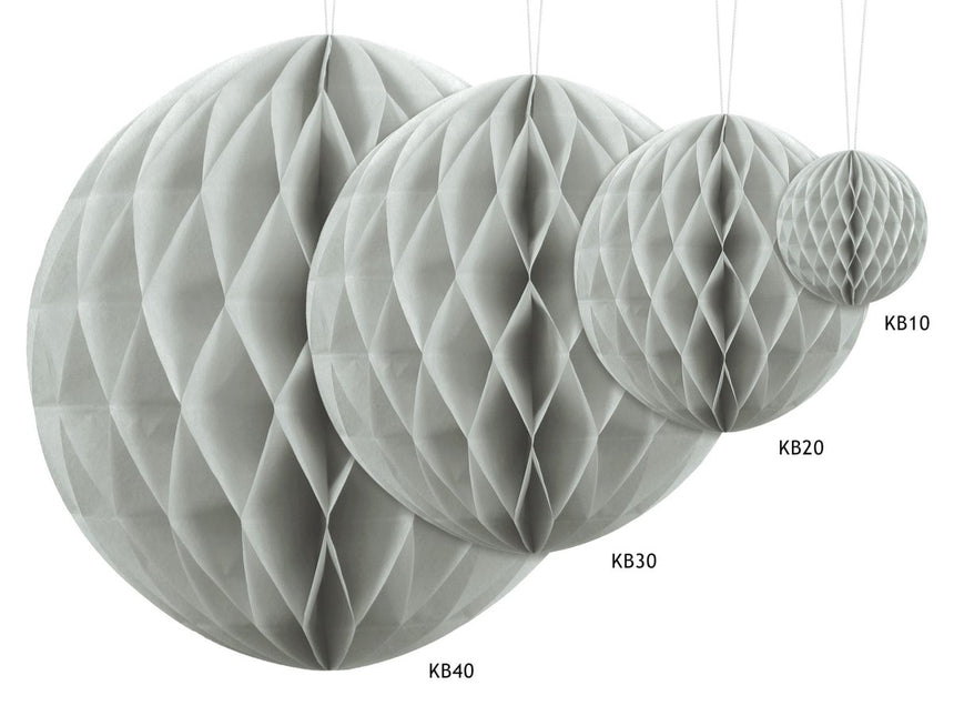 Honeycomb Bal Lichtgrijs 30cm van Partydeco koop je bij Partywinkel