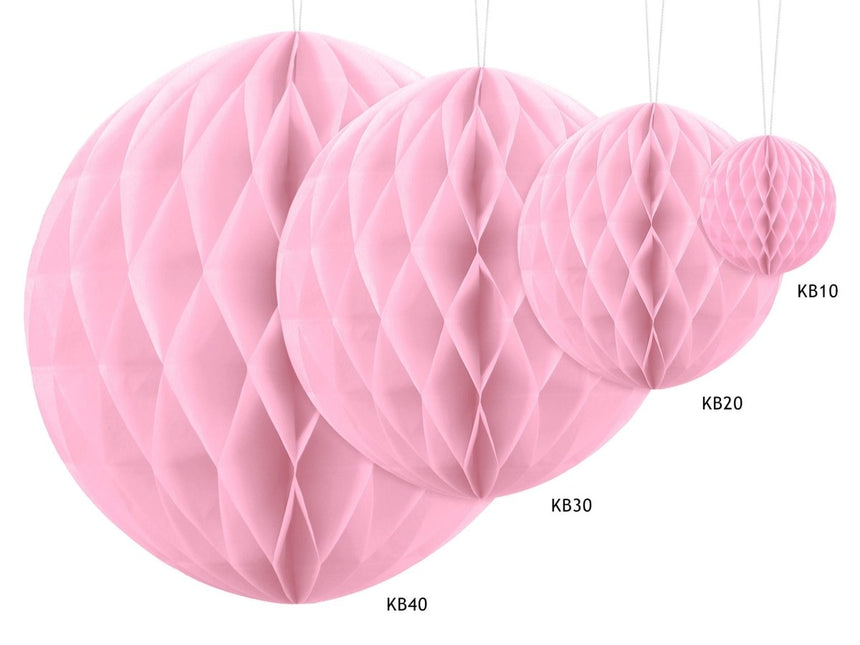 Honeycomb Bal Lichtroze 30cm van Partydeco koop je bij Partywinkel