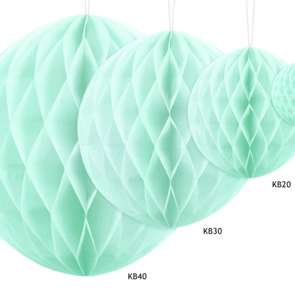 Honeycomb Bal Mintgroen 10cm van Partydeco koop je bij Partywinkel