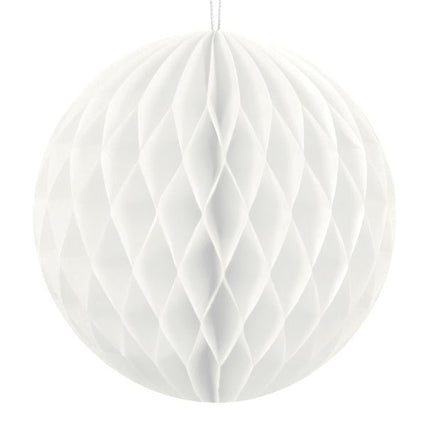 Honeycomb Bal Wit 20cm van Partydeco koop je bij Partywinkel